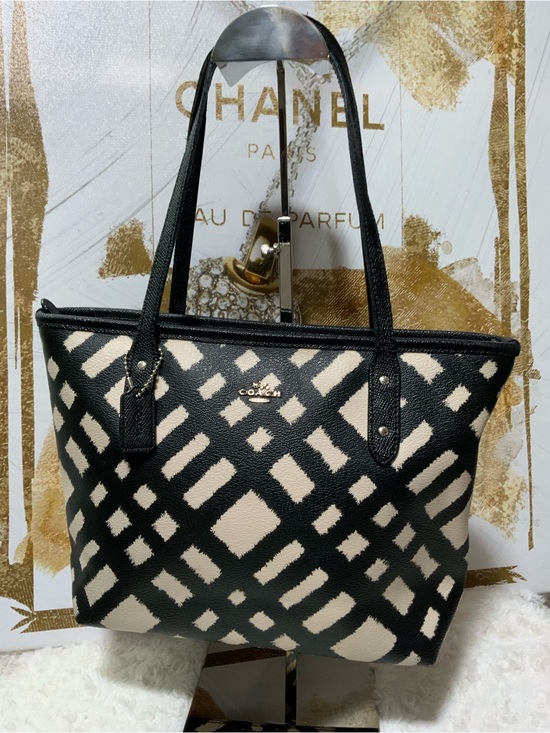 Coach Handbags - Coach Black and Cream Patterned Tote